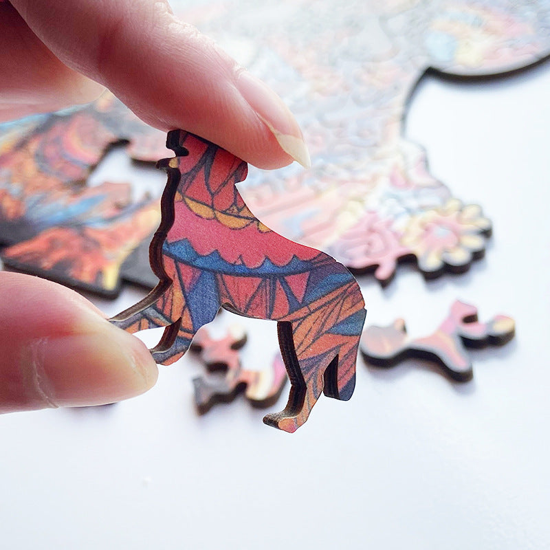 Motorcycle Santa Claus Wooden Jigsaw Puzzle