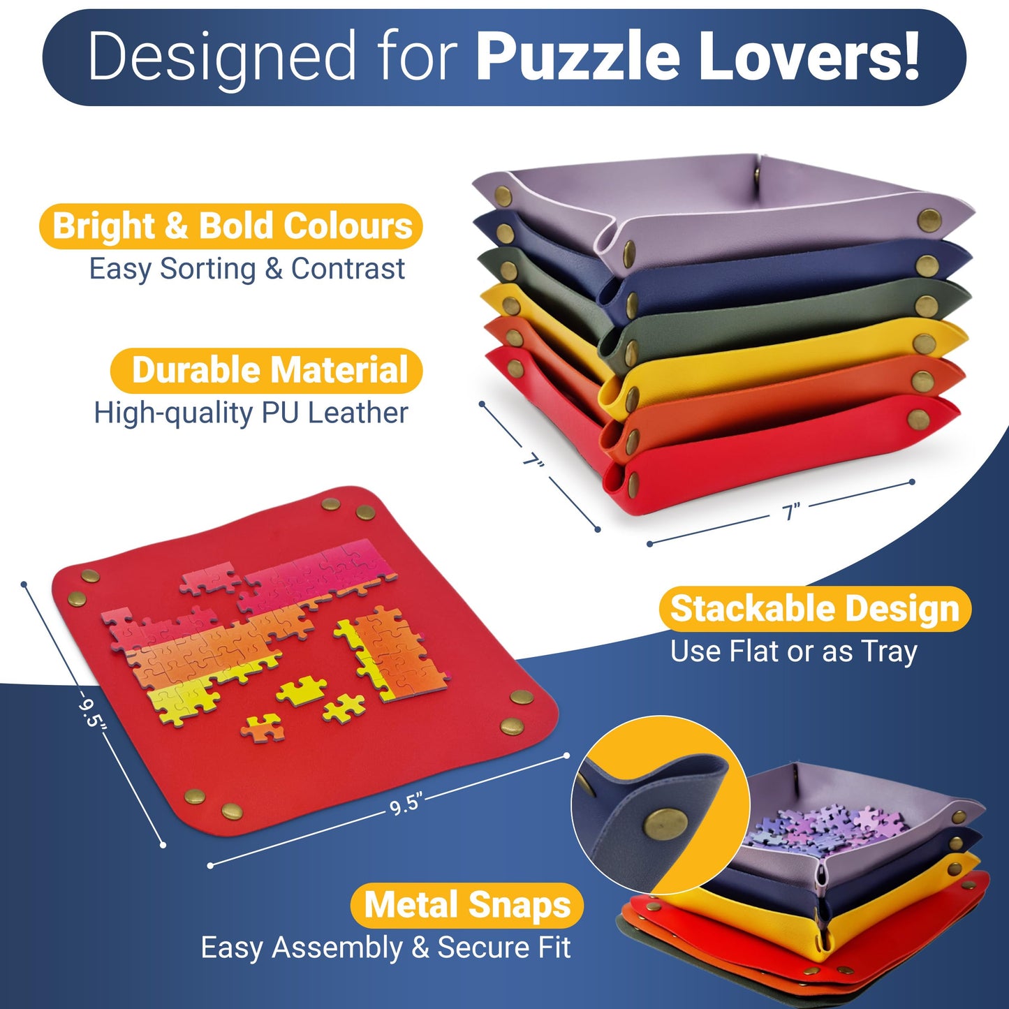 Stackable Jigsaw Puzzle Sorting Trays