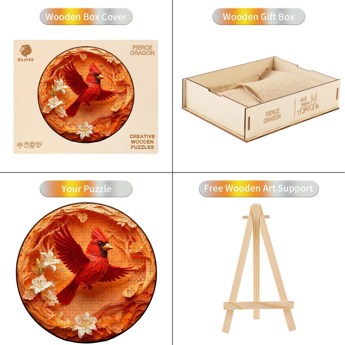 Flying Cardinal Wooden Jigsaw Puzzle